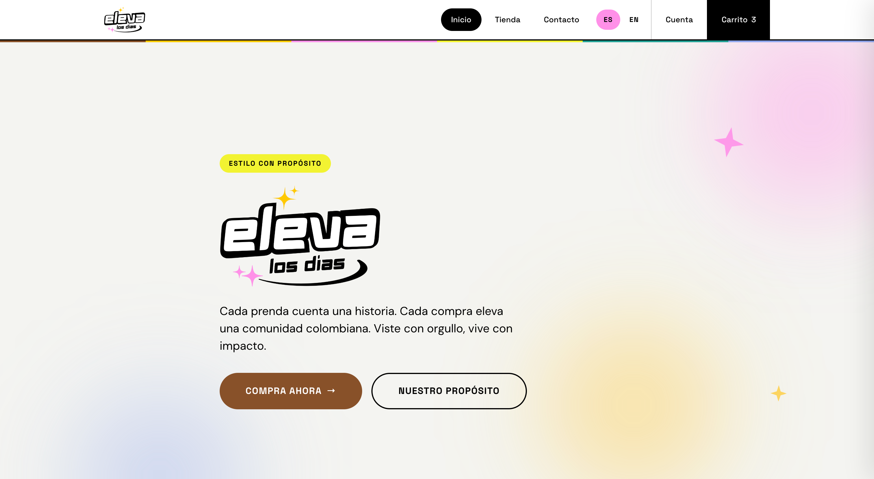 Eleva los Días — custom Shopify theme, Colombian apparel